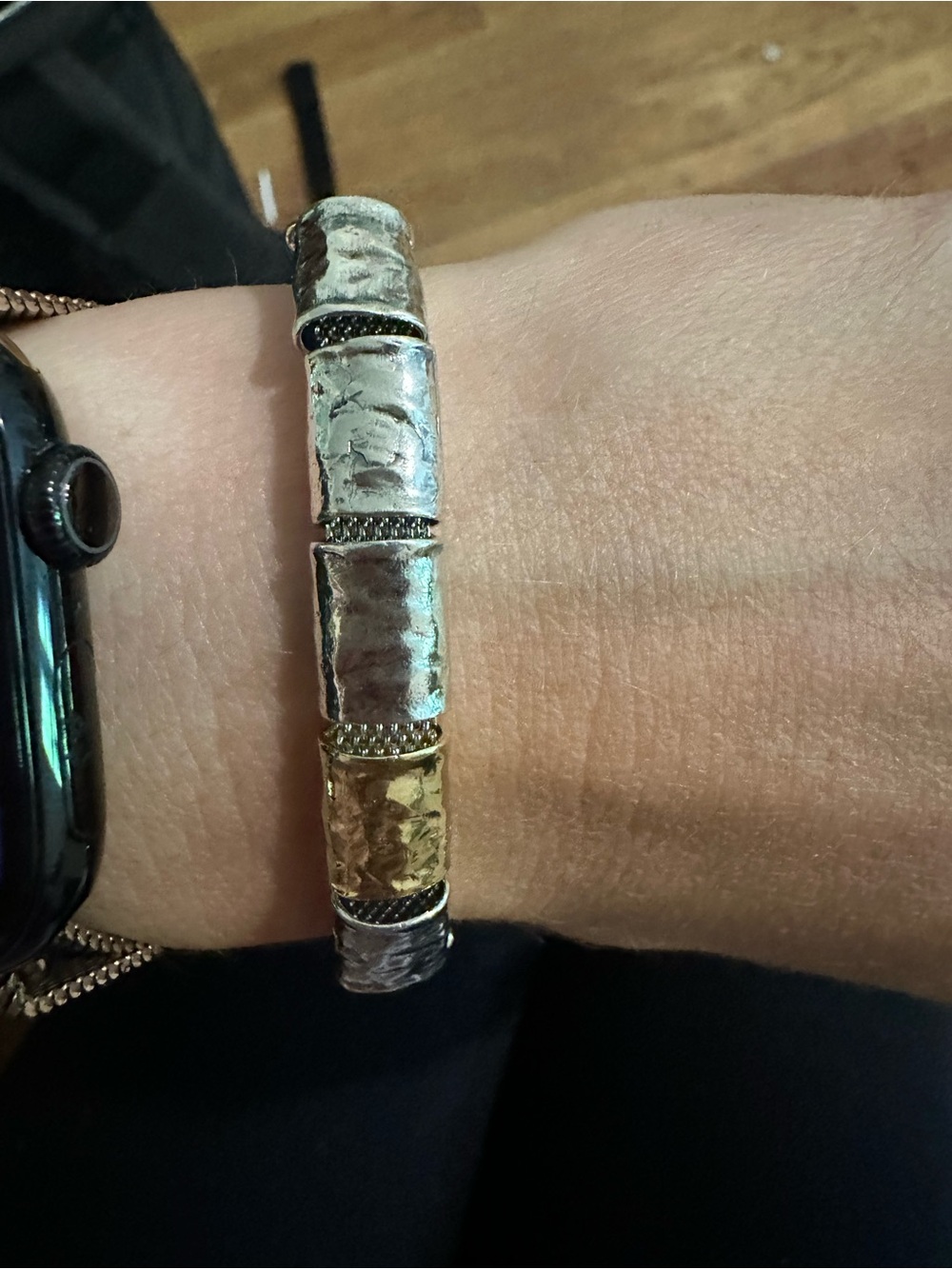 Elegant Two-Tone Silver and Gold Opulenza Bracelet - Picture 2 of 7
